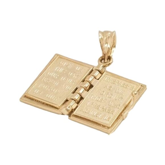 Holy Bible with The Lord's Prayer Necklace / Pendant #1107 (gold tone) - Picture 8 of 9